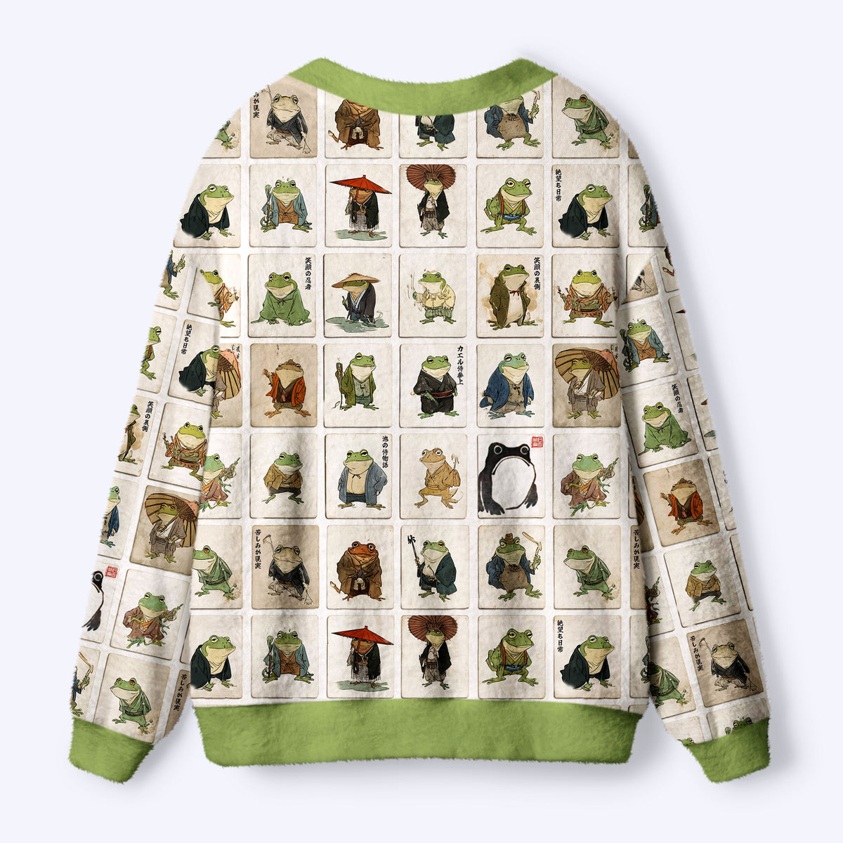 Kyoto-Lion Frogs Of The Samurai Realm Ugly Cardigan Sweater