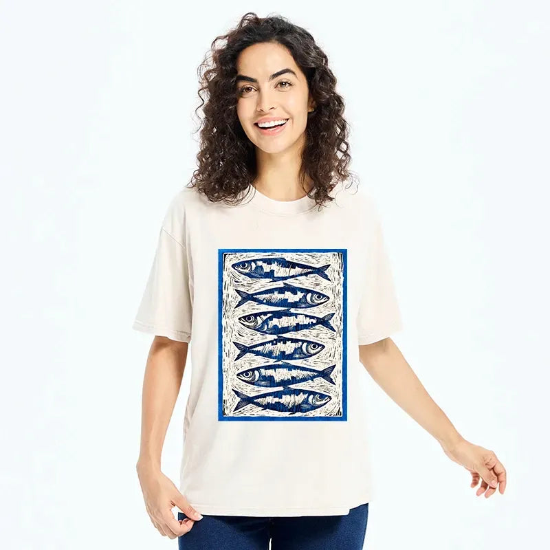 Vintage Japanese Fish Print T-Shirt