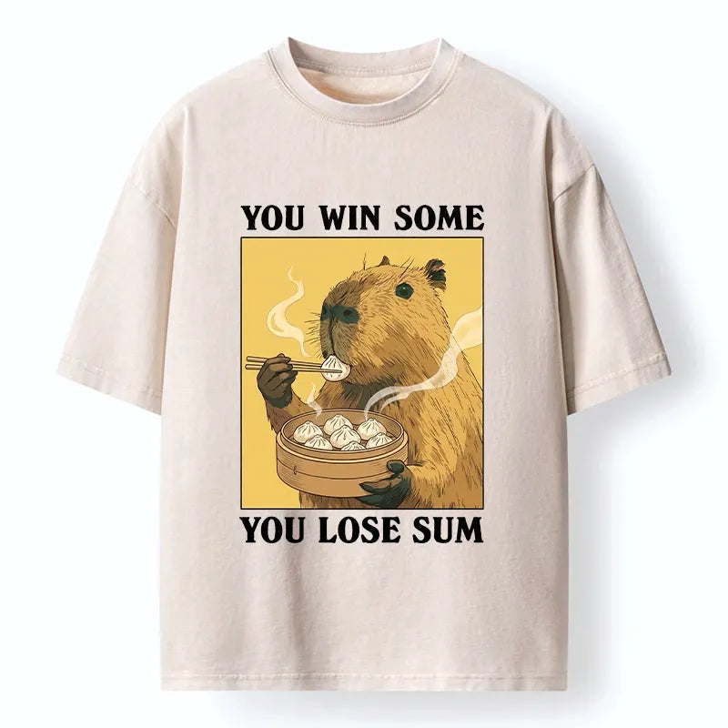 Kyoto-Lion Meme Capybara Snack Washed T-Shirt