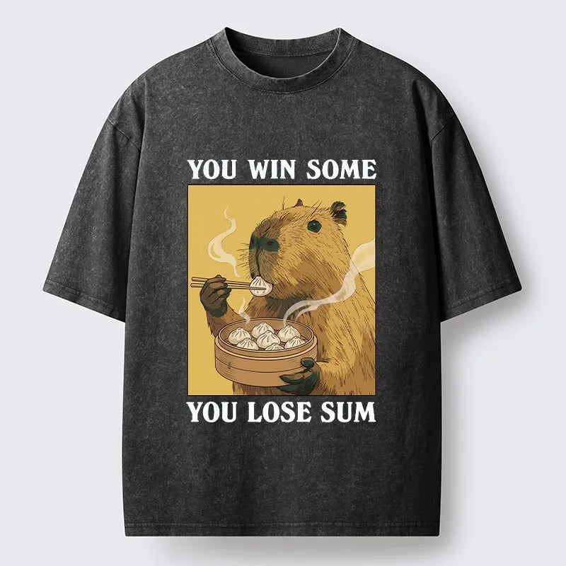 Kyoto-Lion Meme Capybara Snack Washed T-Shirt