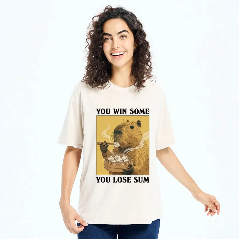 Kyoto-Lion Meme Capybara Snack Washed T-Shirt