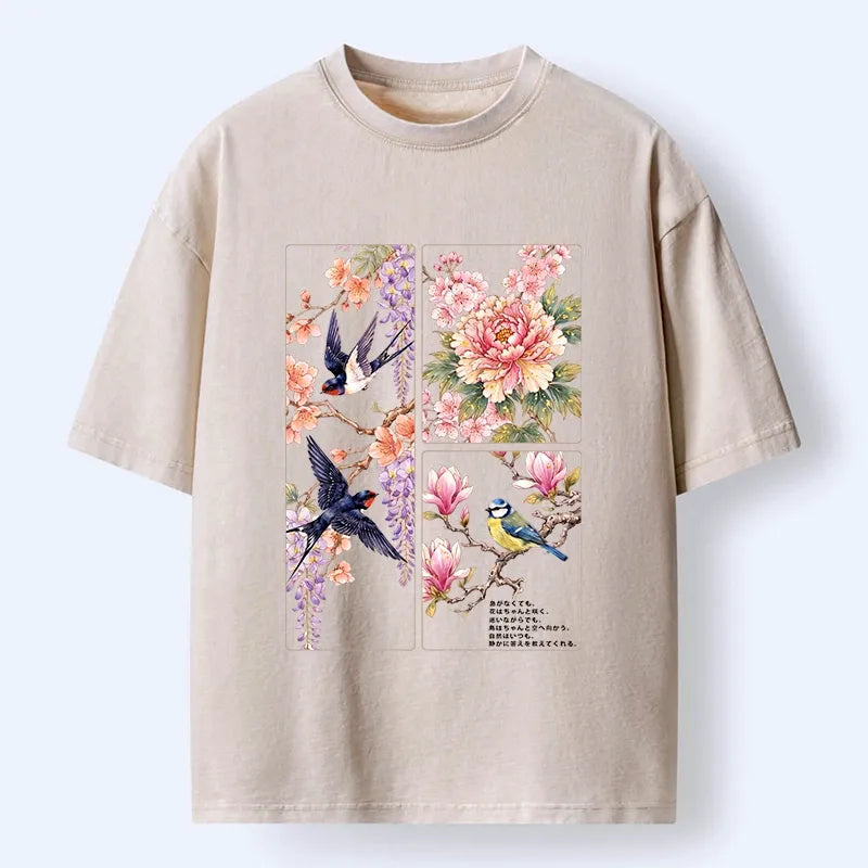 Kyoto-Lion Spring Swallow Dance Washed T-Shirt