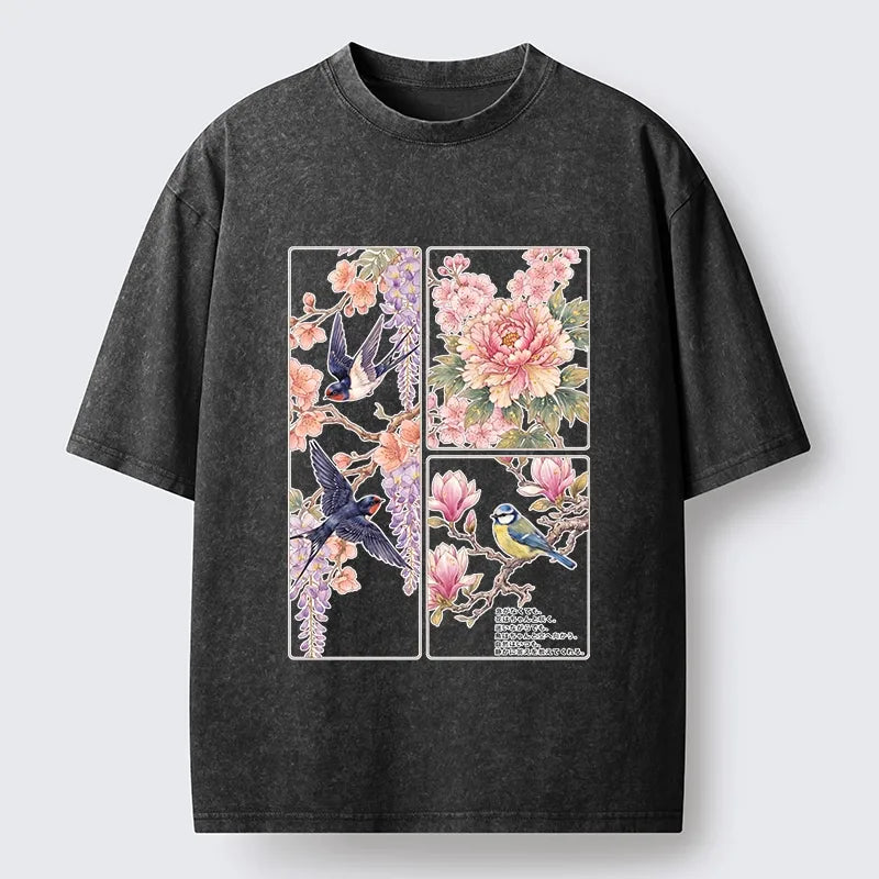 Kyoto-Lion Spring Swallow Dance Washed T-Shirt