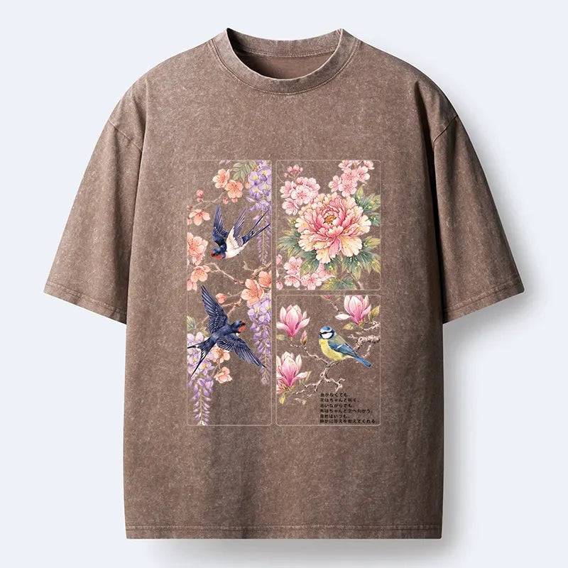Kyoto-Lion Spring Swallow Dance Washed T-Shirt