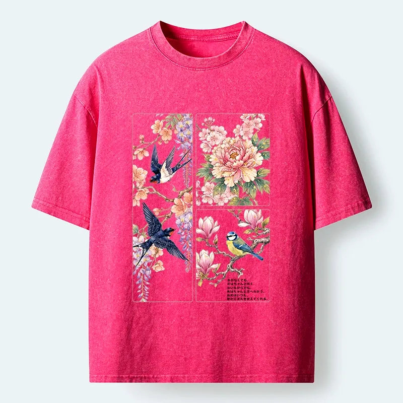 Kyoto-Lion Spring Swallow Dance Washed T-Shirt