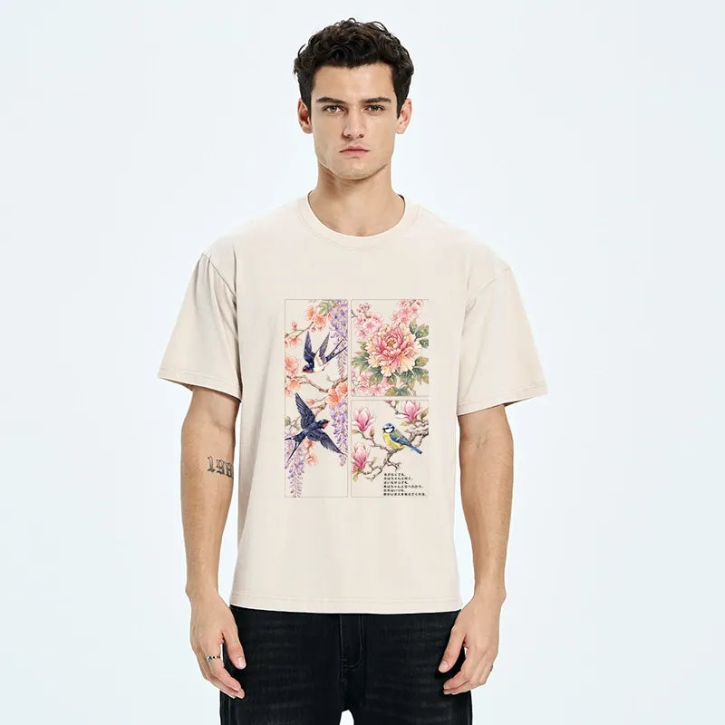 Kyoto-Lion Spring Swallow Dance Washed T-Shirt
