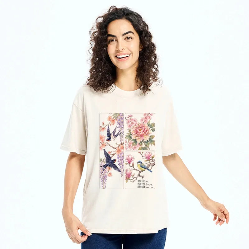 Kyoto-Lion Spring Swallow Dance Washed T-Shirt