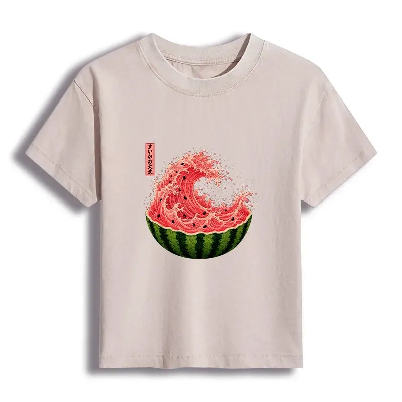 Japanese Ukiyo Art Washed Women's T-Shirt for Summer