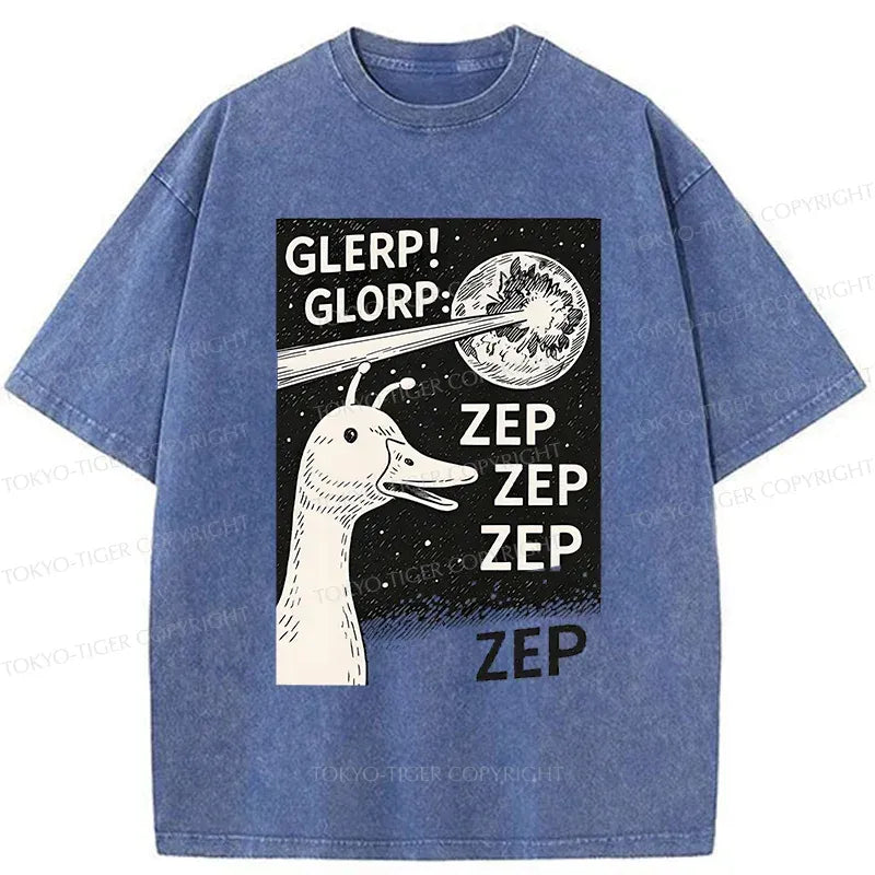 Kyoto-Lion Geese Attacking The Earth Washed T-Shirt