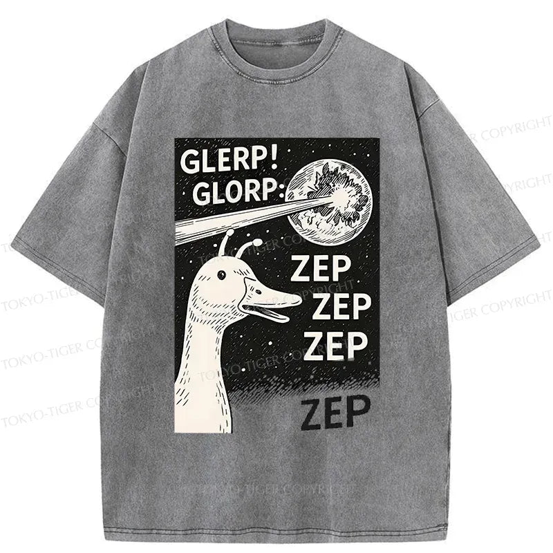 Kyoto-Lion Geese Attacking The Earth Washed T-Shirt
