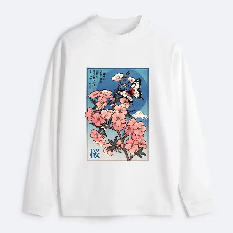 Vintage Japanese Woodblock Print Long Sleeve Tee