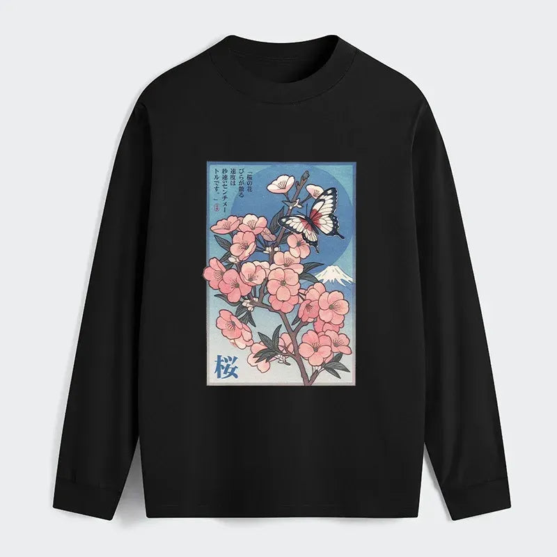 Japanese Ukiyoe Cherry Blossom Long Sleeve T-Shirt
