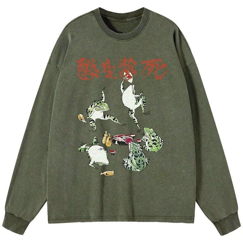 japanese frog long sleeve t-shirt