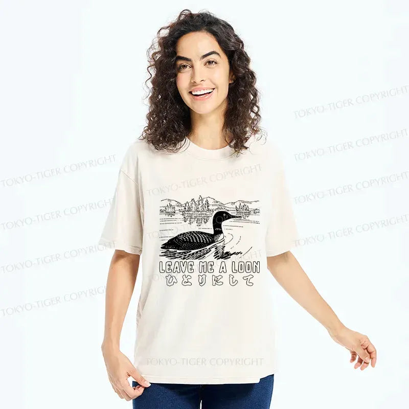 Kyoto-Lion Leave Me Alone Funny Washed T-Shirt