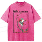Kyoto-Lion Japanese Ink Painting Washed T-Shirt