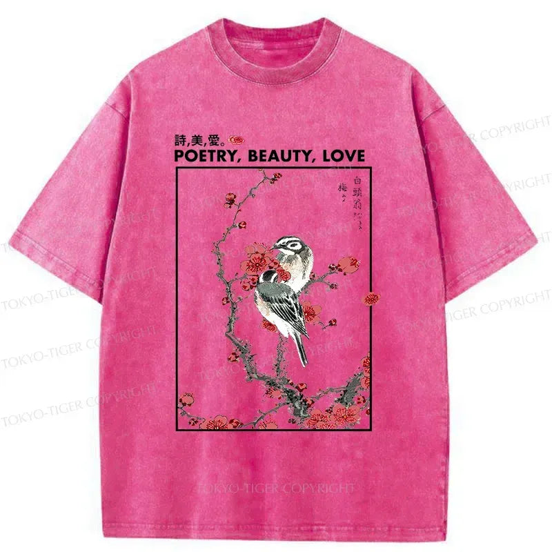 Kyoto-Lion Japanese Ink Painting Washed T-Shirt