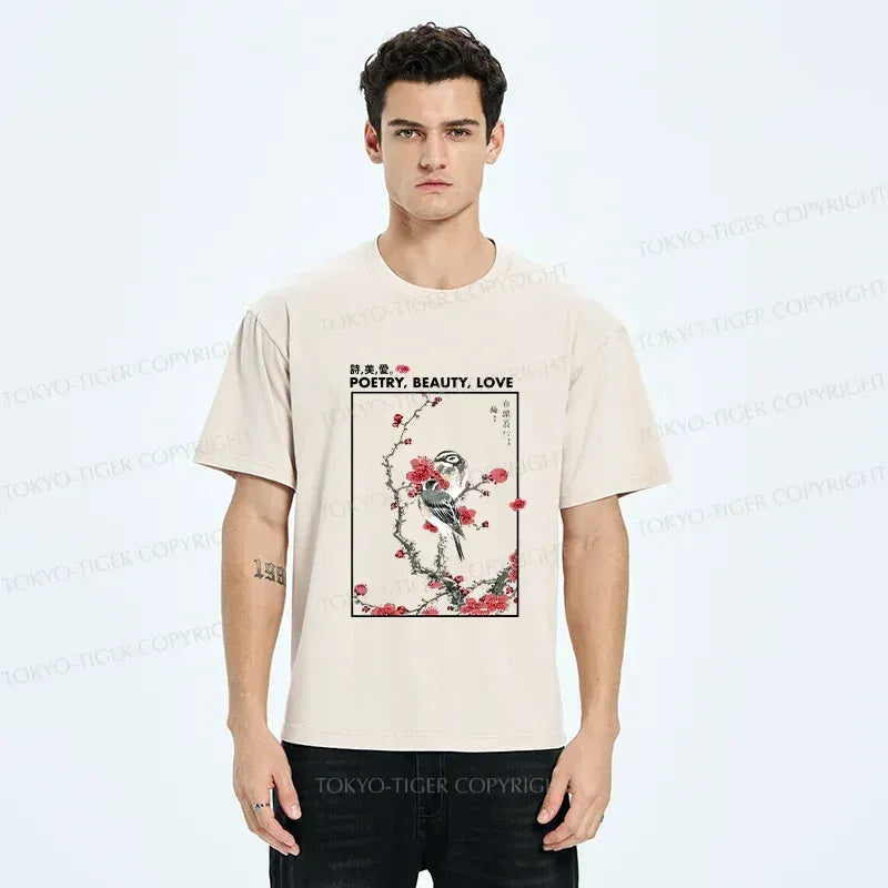 Kyoto-Lion Japanese Ink Painting Washed T-Shirt