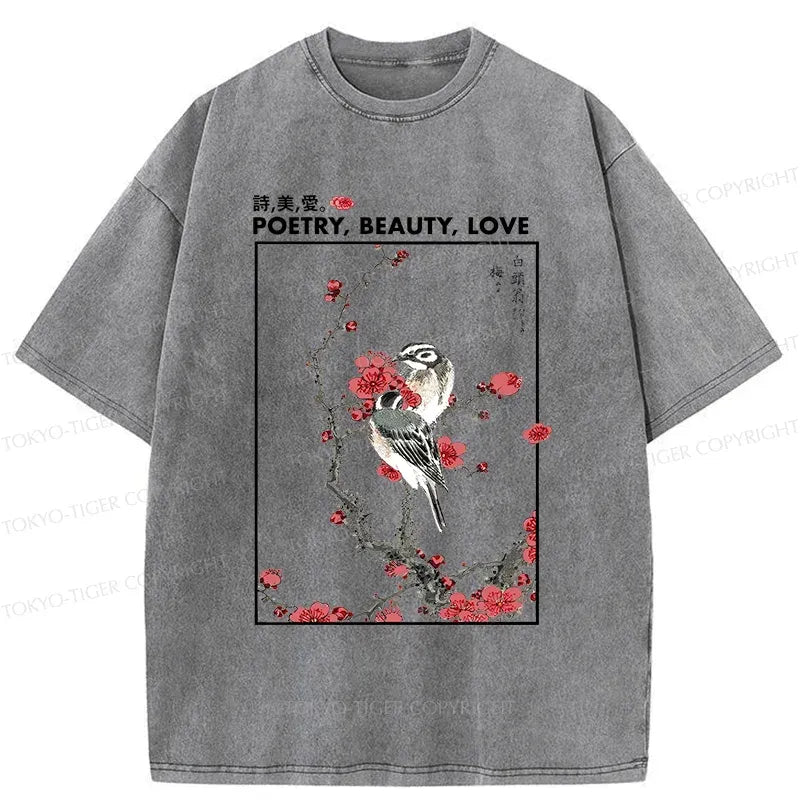 Kyoto-Lion Japanese Ink Painting Washed T-Shirt