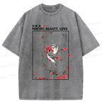 Kyoto-Lion Japanese Ink Painting Washed T-Shirt