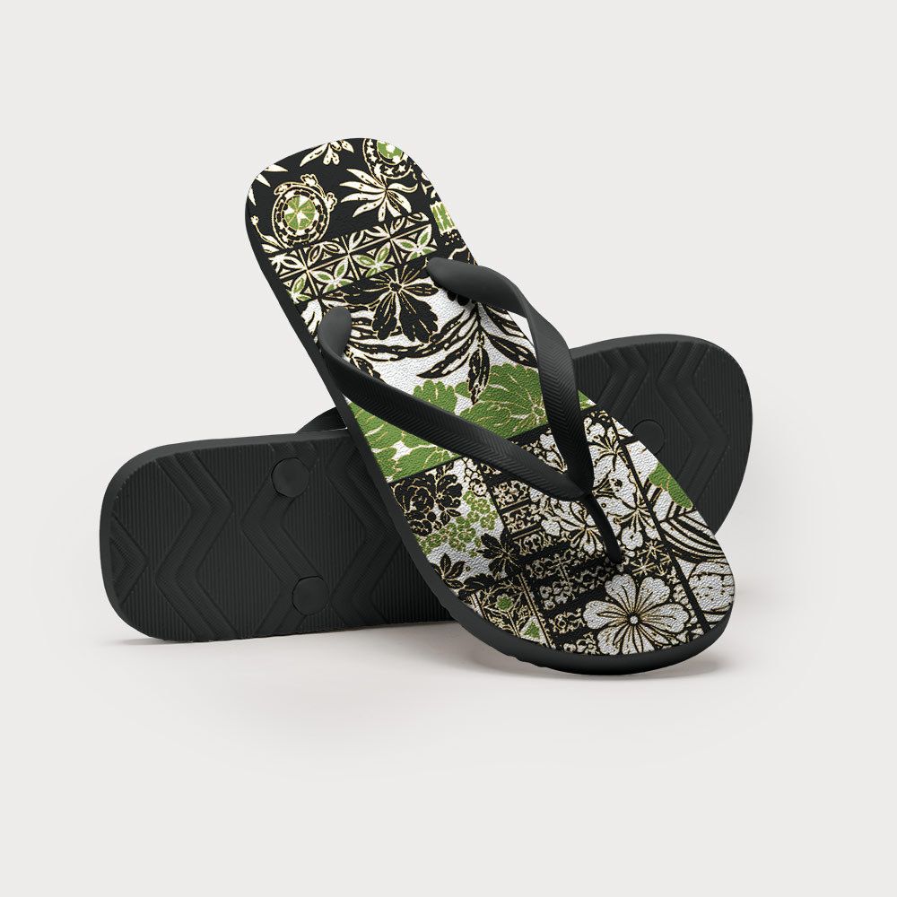 Kyoto-Lion Tropical Plant Flip Flops