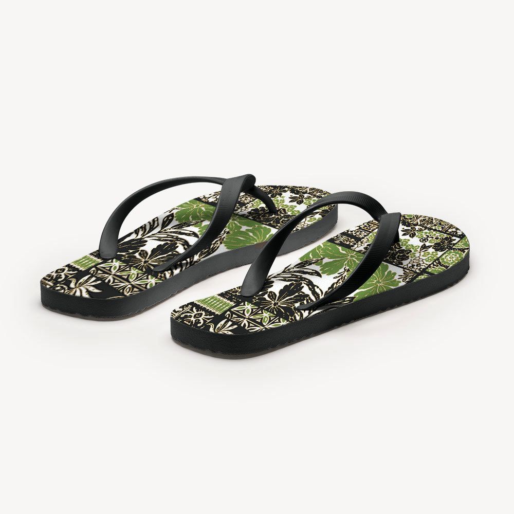 Kyoto-Lion Tropical Plant Flip Flops