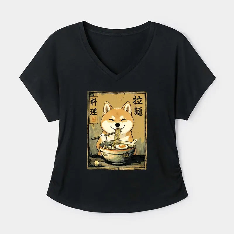 Happy Shiba Ramen T-Shirt for Women