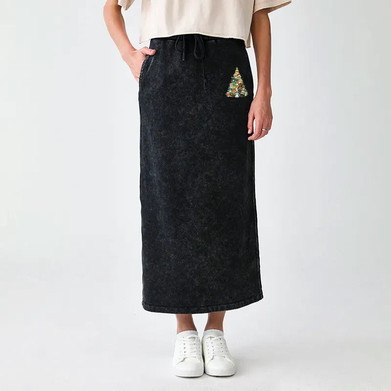 japanese culture washed terry skirt
