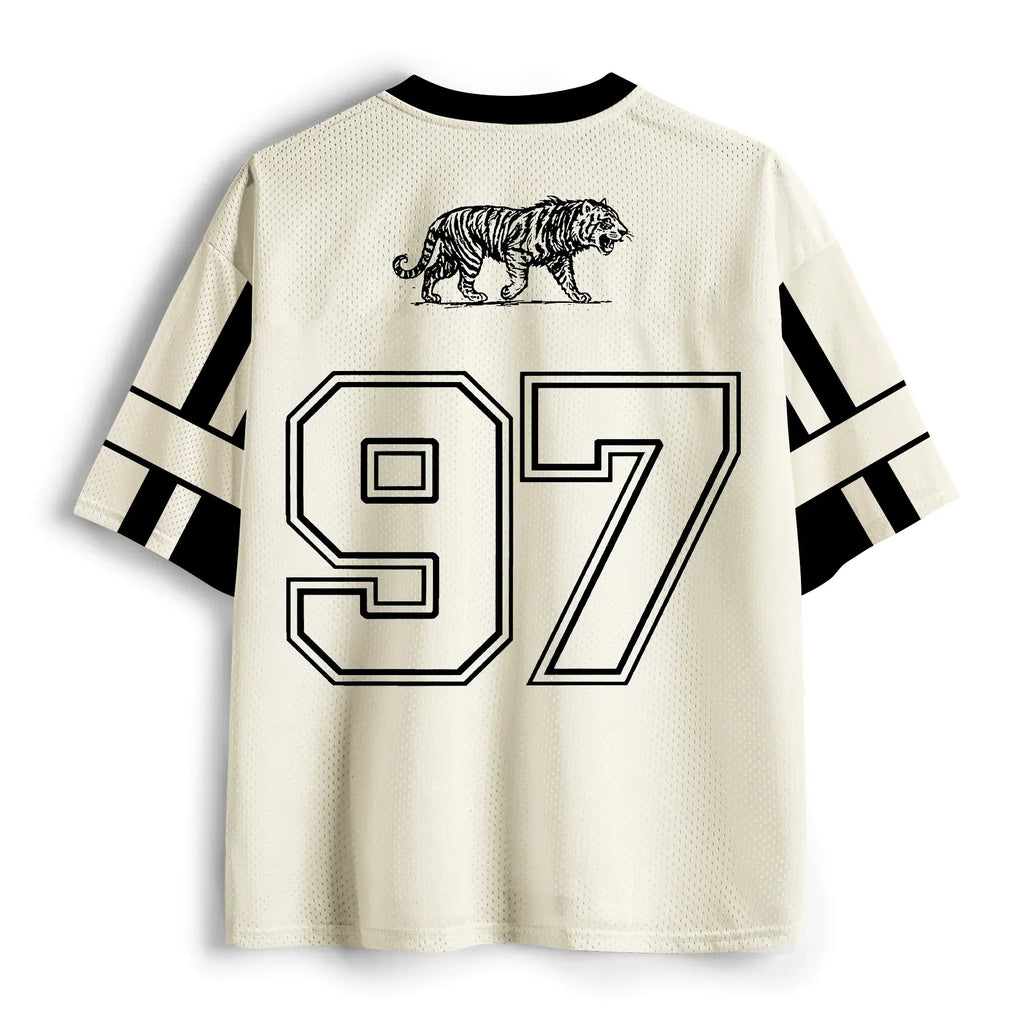 Monochrome Tiger Line Art Mesh Jersey