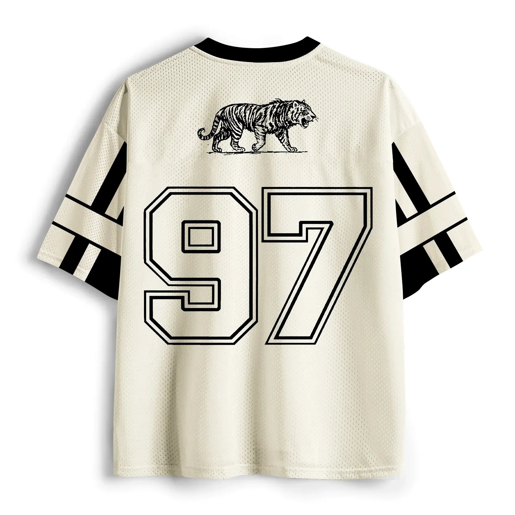 Monochrome Tiger Line Art Mesh Jersey