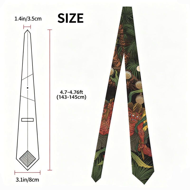 Vintage Japanese Yokai Necktie for Cosplay