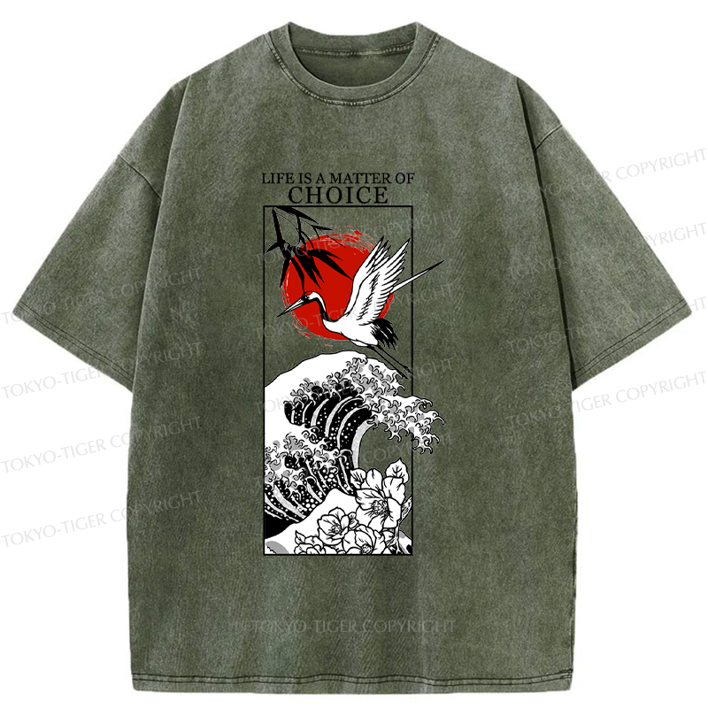 Japanese crane wave kanji t-shirt best seller
