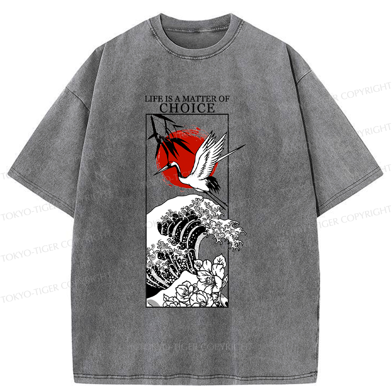 Japanese crane wave kanji t-shirt best seller