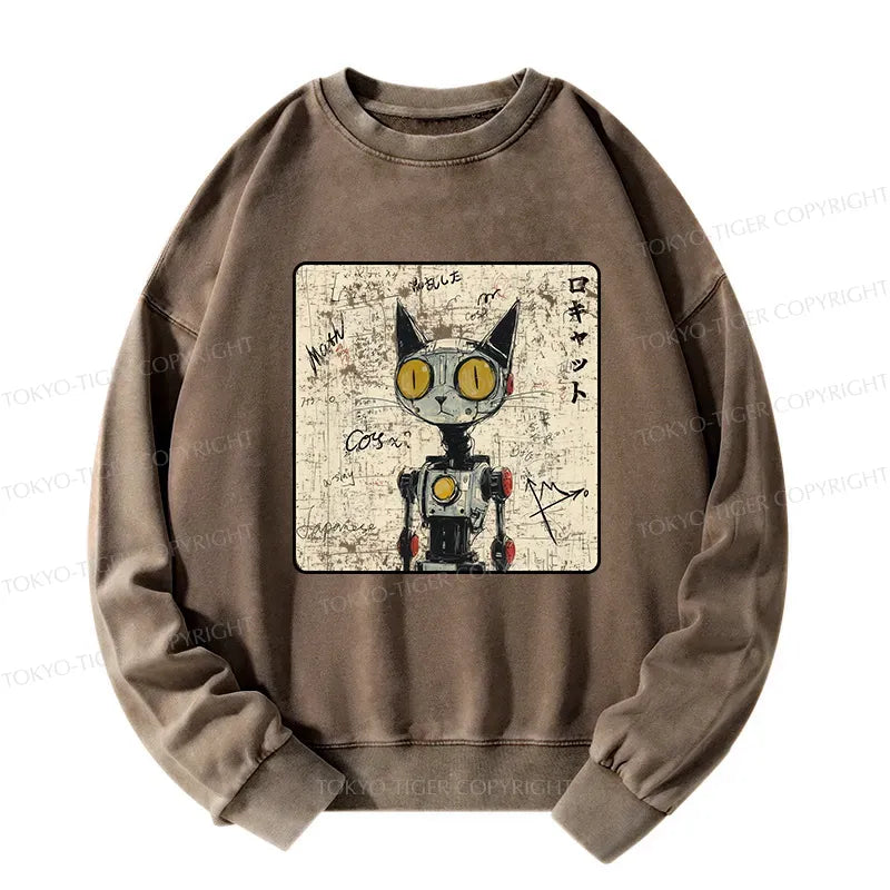 Kyoto-Lion Robot Cat Washed Sweatshirt