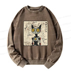 Kyoto-Lion Robot Cat Washed Sweatshirt