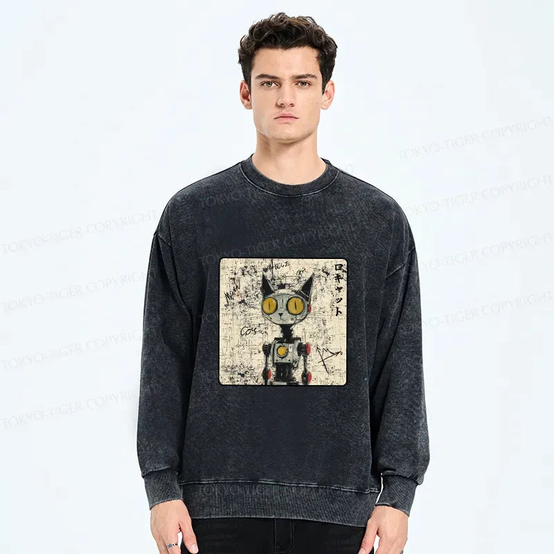 Kyoto-Lion Robot Cat Washed Sweatshirt
