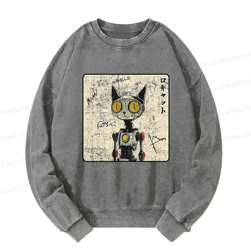 Kyoto-Lion Robot Cat Washed Sweatshirt
