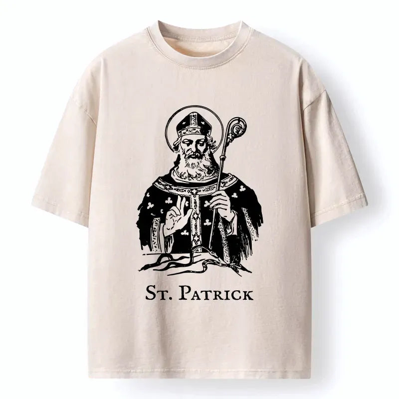 Kyoto-Lion Catholic Saint Patrick Washed T-Shirt