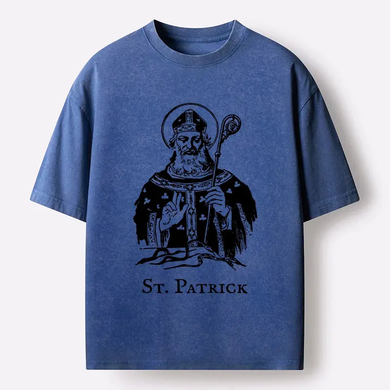Kyoto-Lion Catholic Saint Patrick Washed T-Shirt