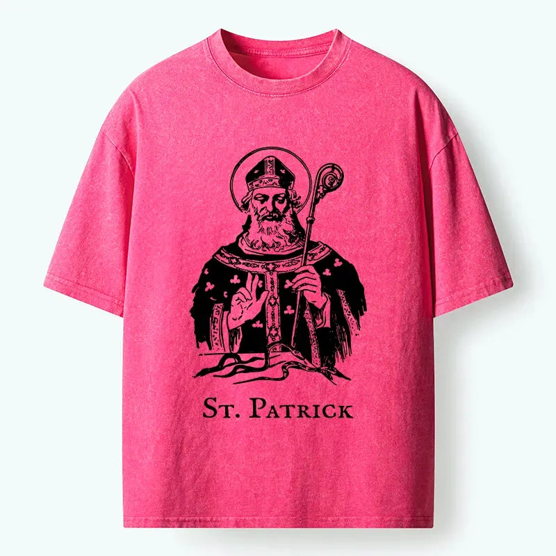 Kyoto-Lion Catholic Saint Patrick Washed T-Shirt