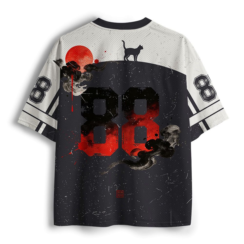 Japanese Samurai Cat Mesh Jersey for Gift Idea