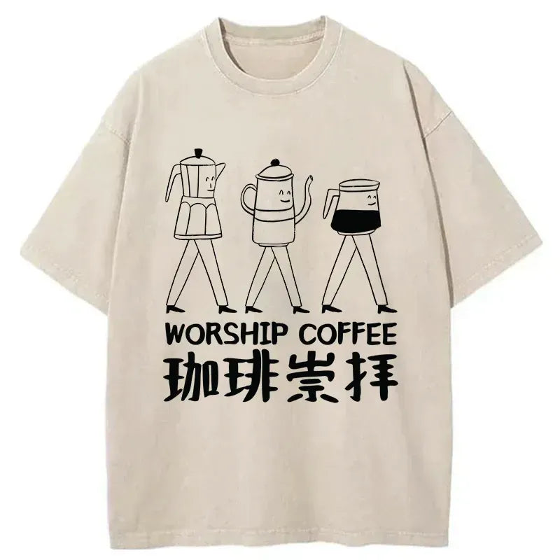 Japanese lion worship coffee t-shirt free shipping