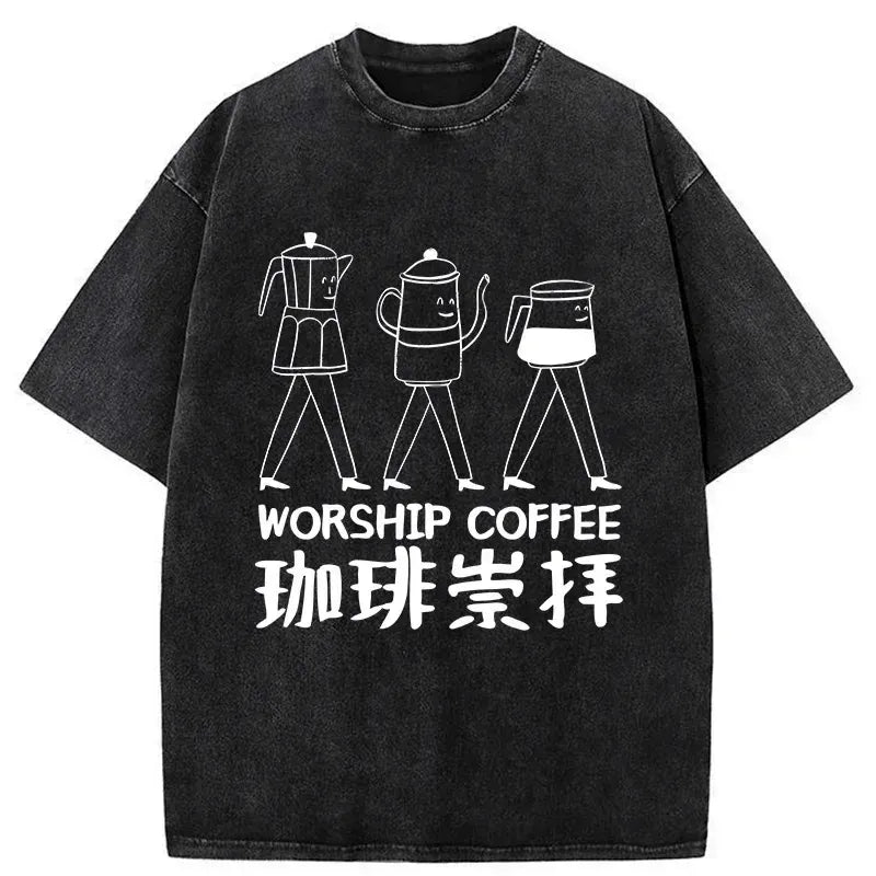 Japanese lion worship coffee t-shirt free shipping
