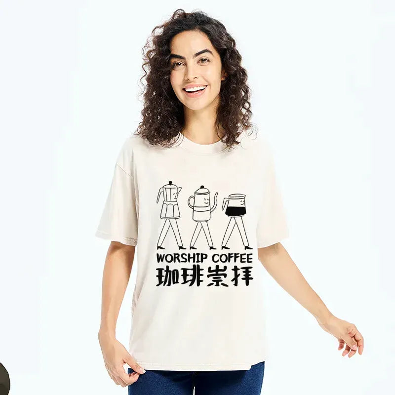 funny Kyoto lion washed t-shirt for daily wear