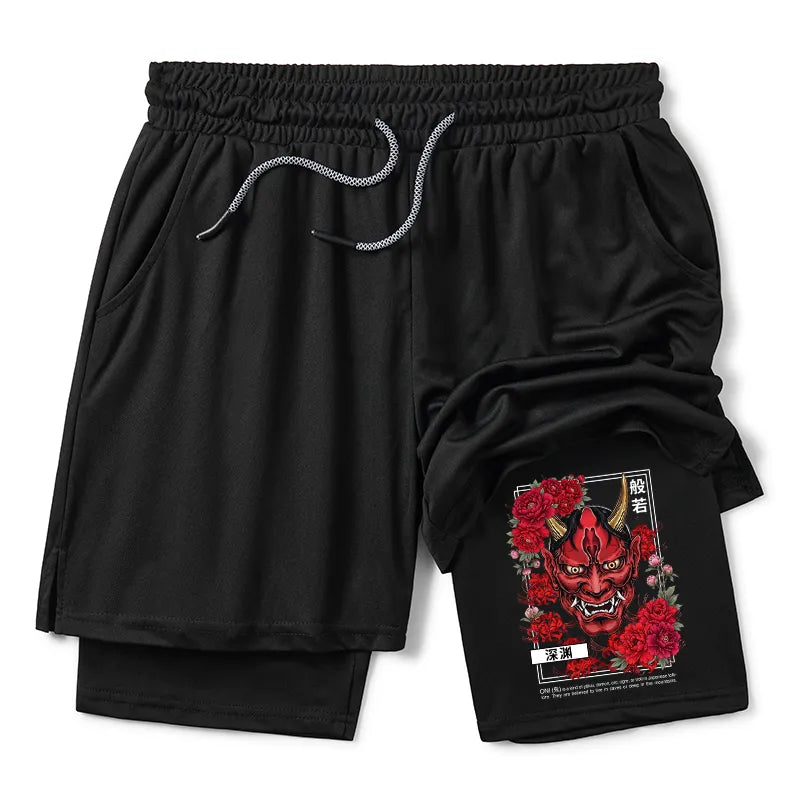 Kyoto-Lion Cool Oni Floral Art Training Shorts