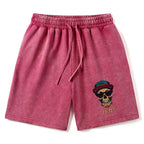 japanese washed skull shorts for men