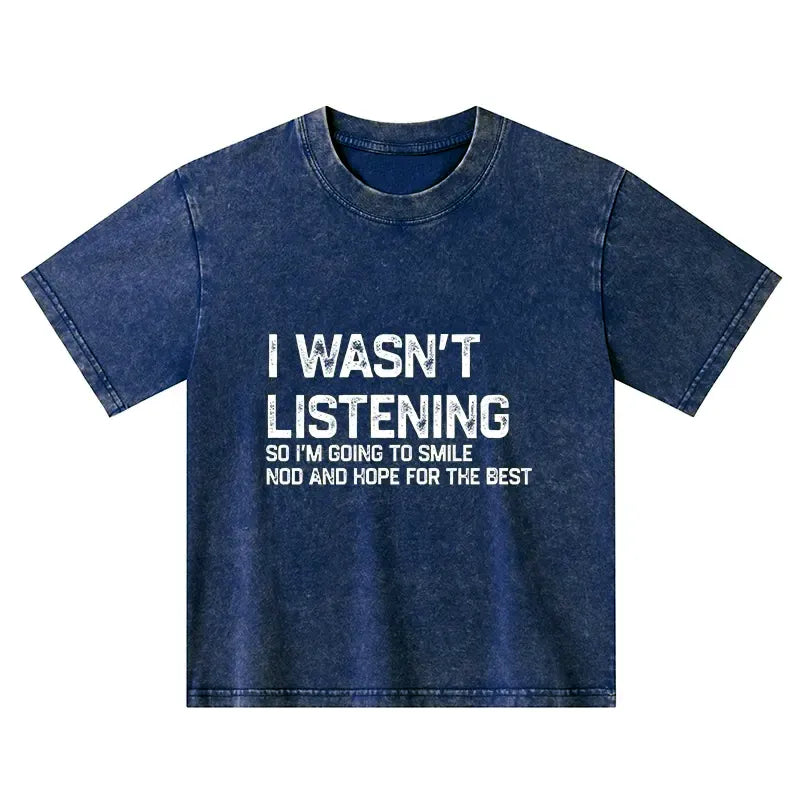 Kyoto-Lion Indifferent To Everything Kids Washed T-Shirt