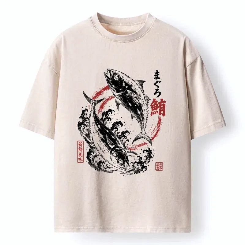 Tuna Fish Wave Design Unisex Tee