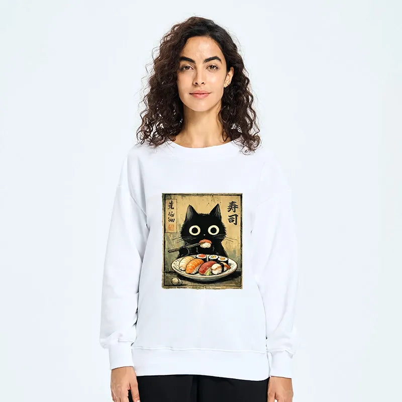 Kyoto-Lion Vintage Japanese Sushi Cat Classic Sweatshirt