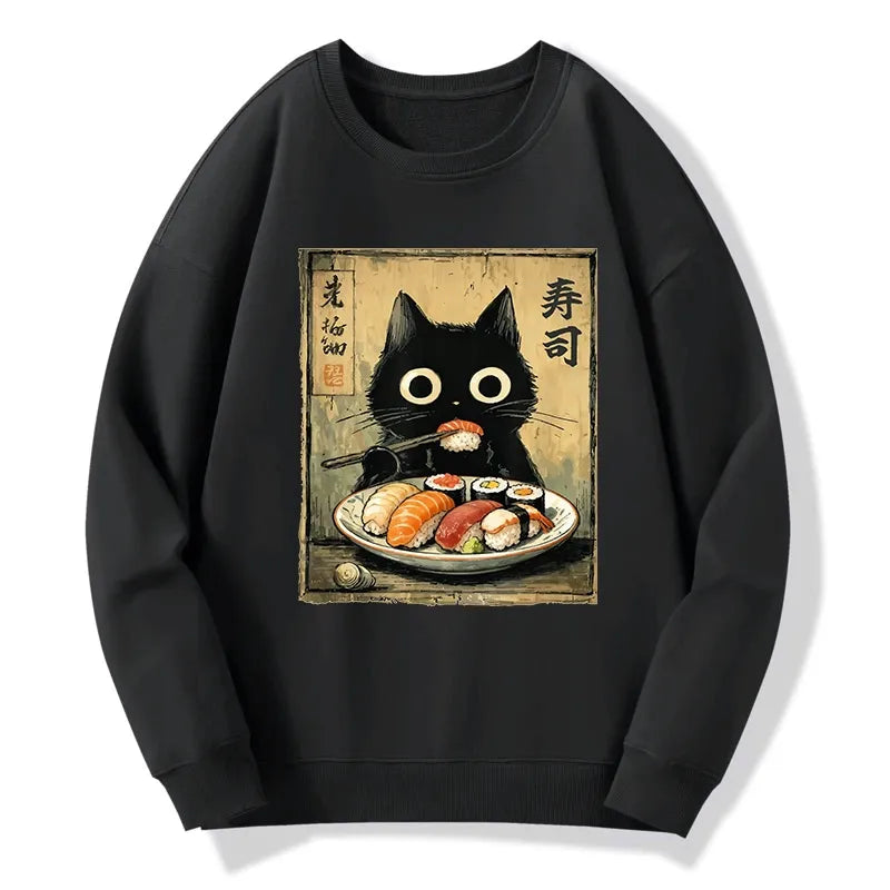 Kyoto-Lion Vintage Japanese Sushi Cat Classic Sweatshirt