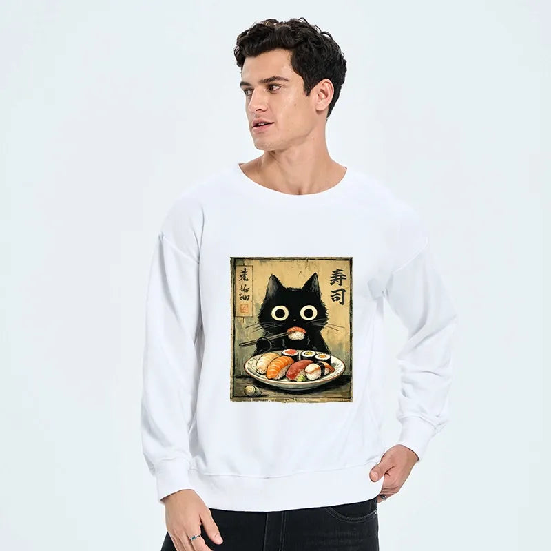 Kyoto-Lion Vintage Japanese Sushi Cat Classic Sweatshirt
